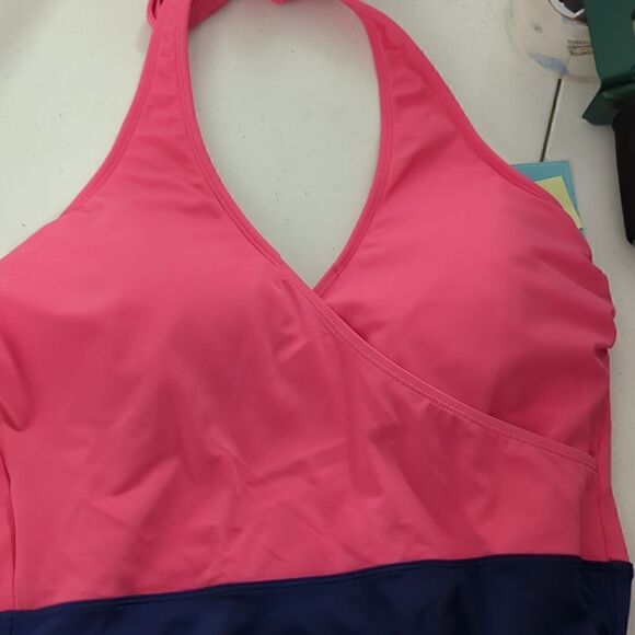 NWT Halter Blue and Pink One Piece Swimsuit - Picture 3 of 5
